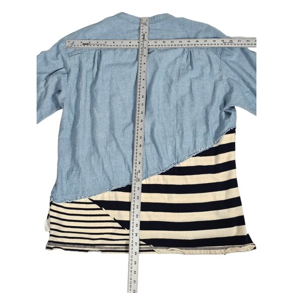 Greg Lauren 50/50 Chambray Jersey Size 1 Stripes Studio Shirt - Picture 2 of 4